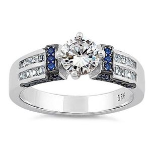 Sterling Silver Eloquent Round & Emerald Cut Ring